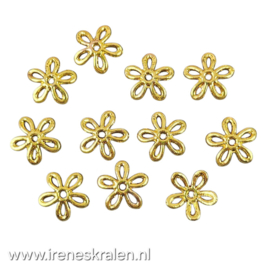 KraalKap 011: BeadCap Open Bloem/Flower Goudkleur, ca 12mm