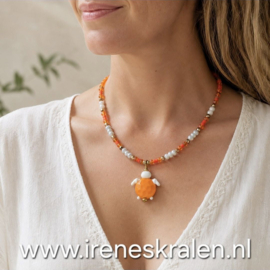 OR0018: Ketting met zelfgemaakte glas-schildpad