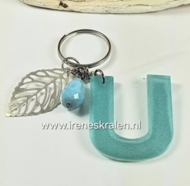 SleutelHanger Turquoise met letter U