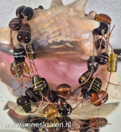 BR0007: Volle ketting bruine glaskralen