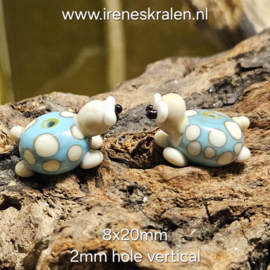 TU0089: DuoSet Schildpadjes Turquoise, ca 8x20mm