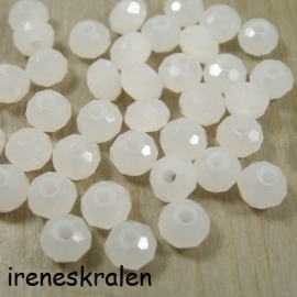 Gwit 108 Facetkraal Mat Melkwit Rondell 5x6mm (1.1mm gat)