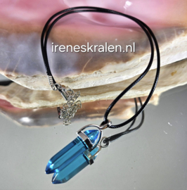 TU0040: Zwarte ketting met hanger glas
