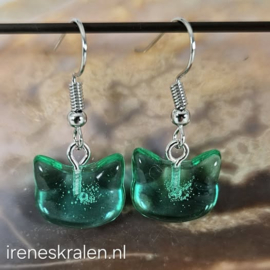 GR094: Oorbellen voor kids: KattenKopjes groen