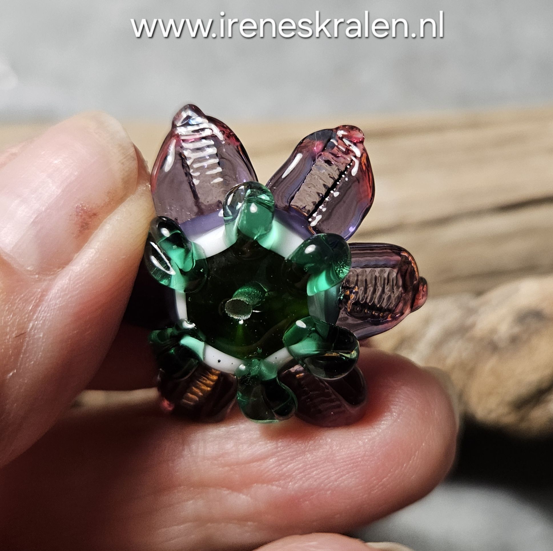 IKPR0015: Set van 3 Bloemen Paars/Roze/Oranje, ca 28x8mm