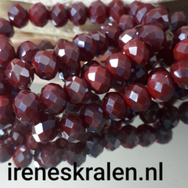 Grd 017: FacetKraal DonkerRood Pearl Shine, ca 6x8mm