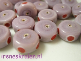 Gprs 102 Rondell met rode stip, 7x13mm #India Lampwork#