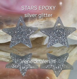 BDR 0123: Set van 2 Sterren ZilverGlitters Epoxy Lichtgewicht