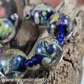 IKBL0054: Set van 6 Double Helix kralen, ca 15mm