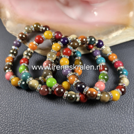 MU 005: Armband MultiColor met glimmende spacers