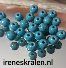 GAq013: Ronde Keramiek Kraal Faux-turquoise, ca 6mm