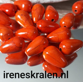 GO 002: Keramiek Druppel Persimmon Orange, ca 16mm