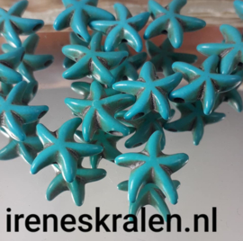 GAq006: Zeester Keramiek Turquoise, ca 14mm