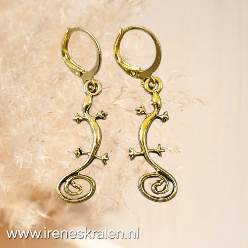WI 0032: Oorbellen Salamander goudkleur