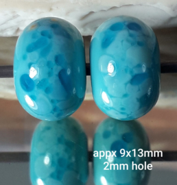 IKOC0033: DuoSet FritBeads Turquoise, ca 9x13mm