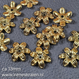 Gd 040: Kraalkapje goudkleur metallook, ca 13mm