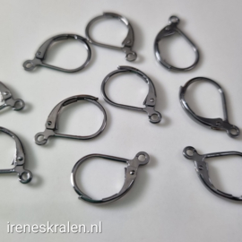 Oorhaken Messing klap BlackNikkelkleur 15x10mm (10 st)