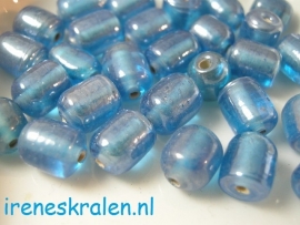 GAq940: Ovaaltje luster donkeraqua, 10x8mm #India Lampwork#