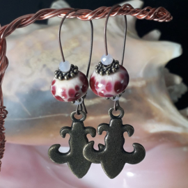 RZ 0009: Earrings Lampwork FritBeads and French Lily