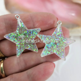 BDR 0099: Ster met Glitters epoxy, ca 3cm