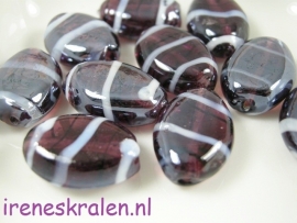 Gprs 857 Ovaal/plat gestreept ametist, 19x14mm #India Lampwork#