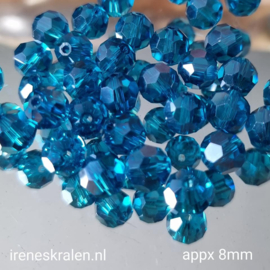 GAq020: FacetKraal GroenBlauw Glimmend, ca 8mm