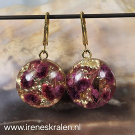 RZ 0027: Oorbellen epoxy met gedroogde bloemen