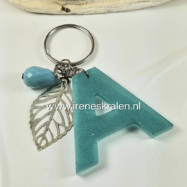 SleutelHanger Turquoise met letter A
