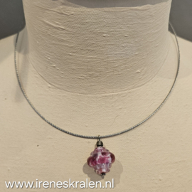 RZ 0043: Spang met Roze zelfgemaakte glaskraal