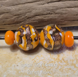 IKOR005: Mooie set LichtOranje & Aventurijn, ca 12x14mm