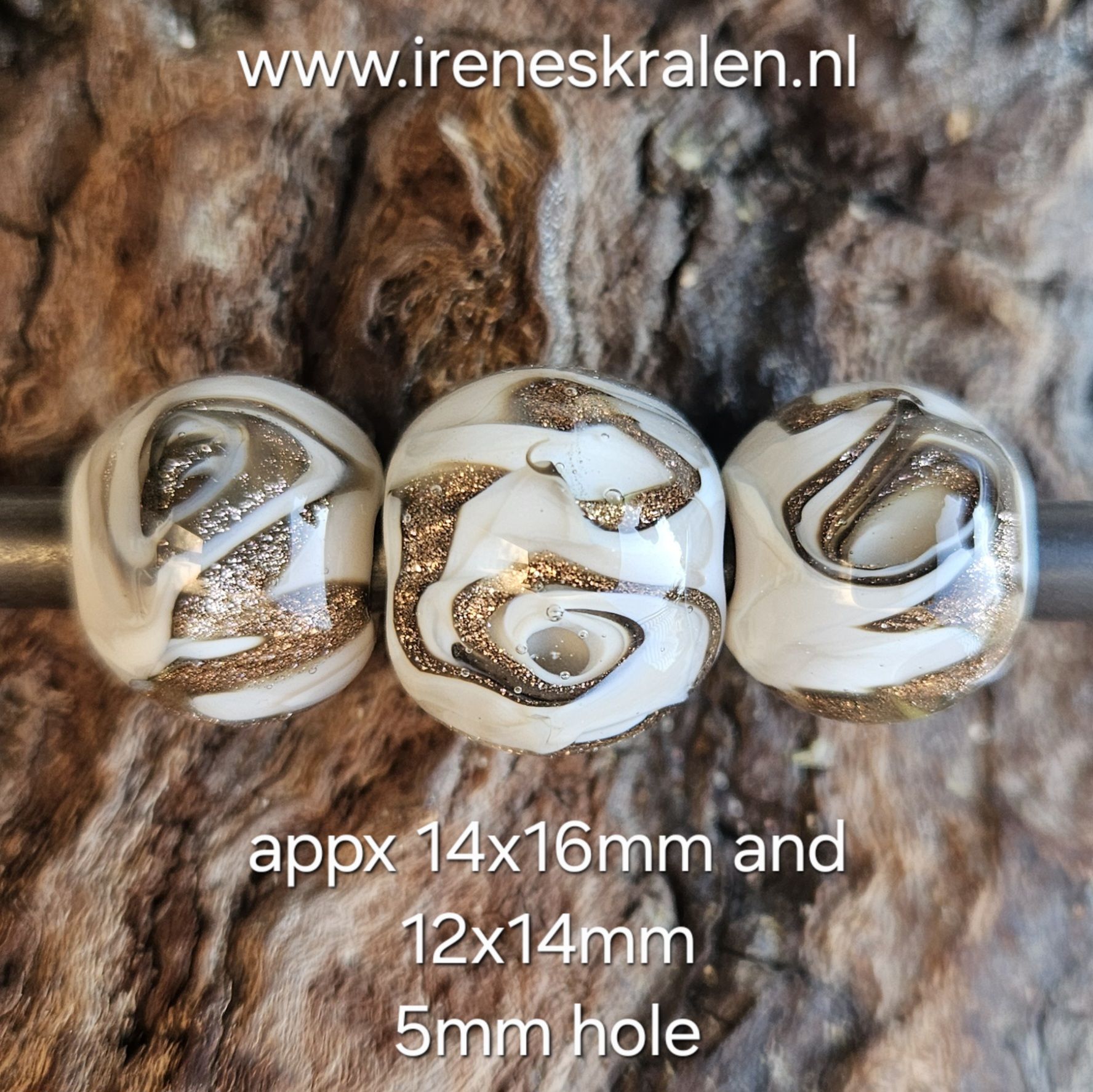 IKBR0038: Set van 3x GrootGatKraal Cafe au Lait & Aventurijn (5mm gat)