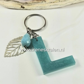 SleutelHanger Turquoise met letter L