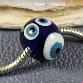 IKBL0026: GrootGatKraal Grieks Oog, ca 14x17mm (5mm gat)