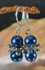 BL0061: Oorbellen met GlasParels Blauw