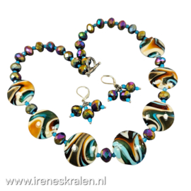MU 001: Mooie Ketting & Oorbellen Lampwork Homemade