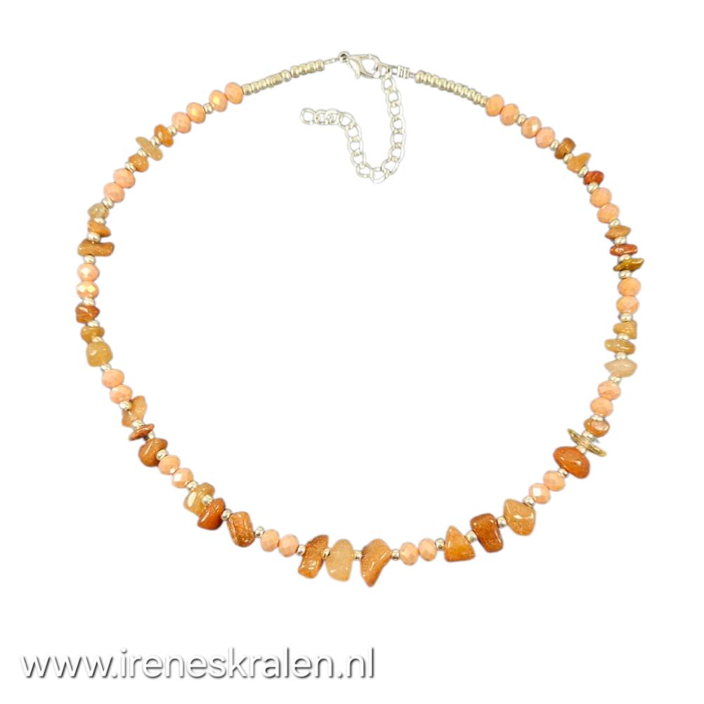 OR 0036: Ketting Natuursteen, rocailles & facetkralen