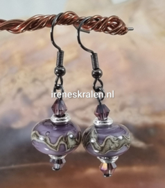 IKPR0017: DuoSet Paars & SIS-Stringer, ca 8x13mm