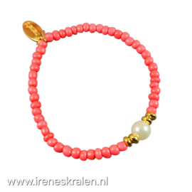 RZ 0015: Armbandje met glaspareltje, ca 19cm