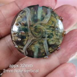 IKOC0025: Grote Focal Kraal: Lentil Aqua met zilverglas