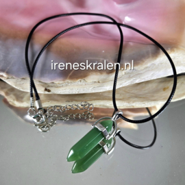 GR085: Zwarte Ketting met hanger glas