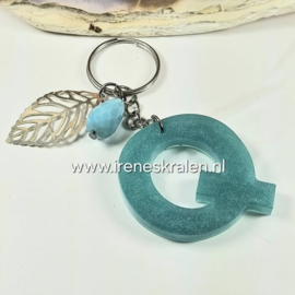 SleutelHanger Turquoise met letter Q