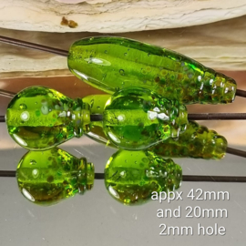 IKGR0020: Set van 3 FritKralen Groen, ca 42mm en 20mm