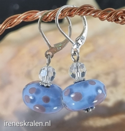 PRS 0024: Lampwork Oorbellen Periwinkle & Violet