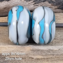 IKOC0034: DuoSet DarkTurquoise & Ivoor, ca 8x15mm