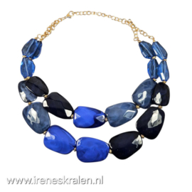 BL0005: Ketting met grote kralen blauwmix