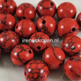 Grd 000: Rond Rood Geaderd Natuursteen, ca 10mm