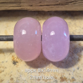 IKRZ0018: DuoSet Alabaster PinkKralen, ca 8x14mm