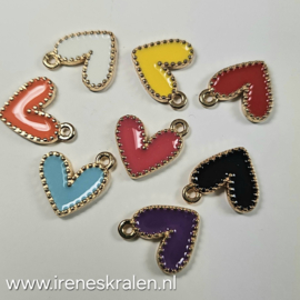 BDM 0028: Multicolor Hartjes bedel metaal, ca 14mm, 8 stuks in een zakje