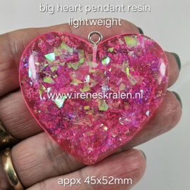 BDR 0019: Grote Hanger Hart HotPInk, ca 45x52mm