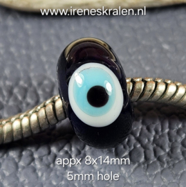 IKBL0026E: GrootGatKraal Grieks Oog, ca 8x14mm (5mm gat)